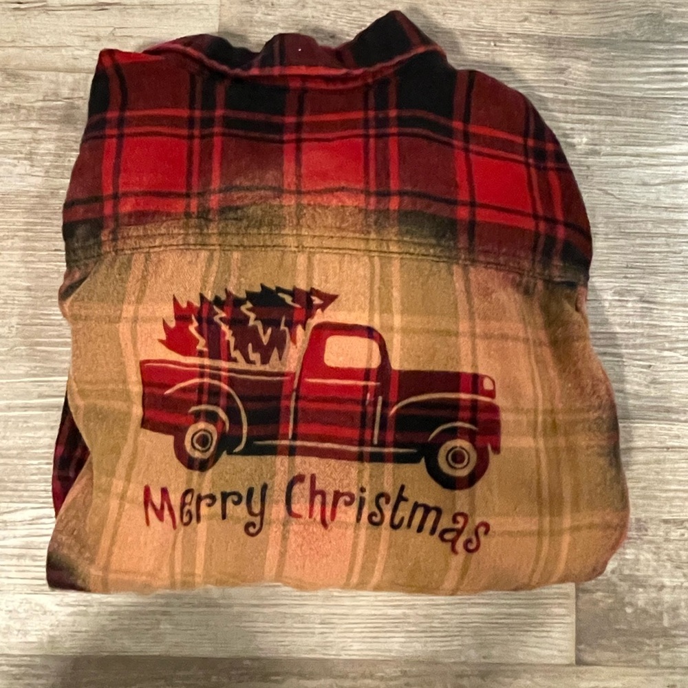 George Red and Tan Custom Printed For Christmas Plaid Button Down Shirt